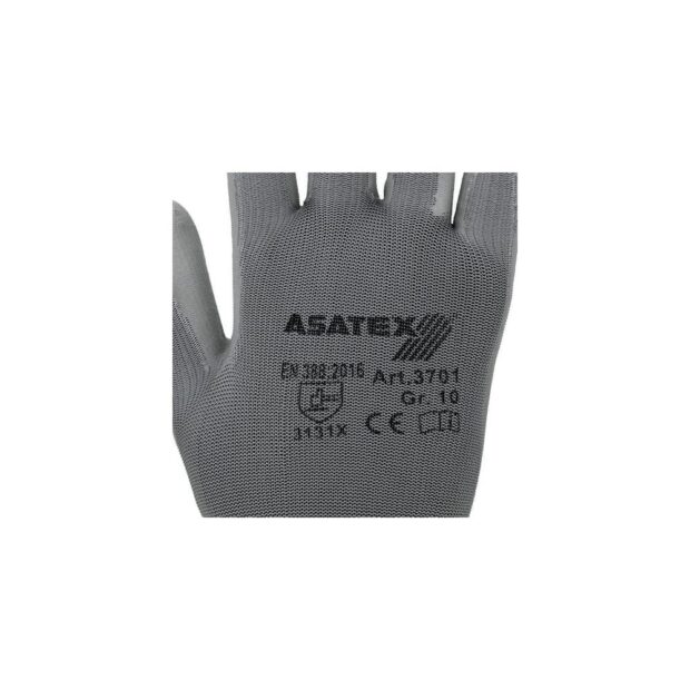 ASATEX Glove  size 10 grey EN 388 PPE category II nylon with polyurethane - Image 4