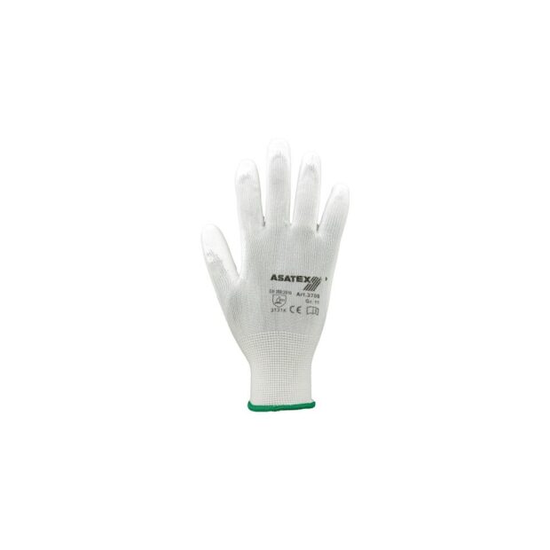 ASATEX Glove  size 9 white EN 388 PPE category II nylon with polyurethane