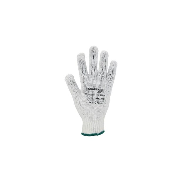 AT Glove  size 9/10 white/blue EN 388 PPE category II polyester/cotton