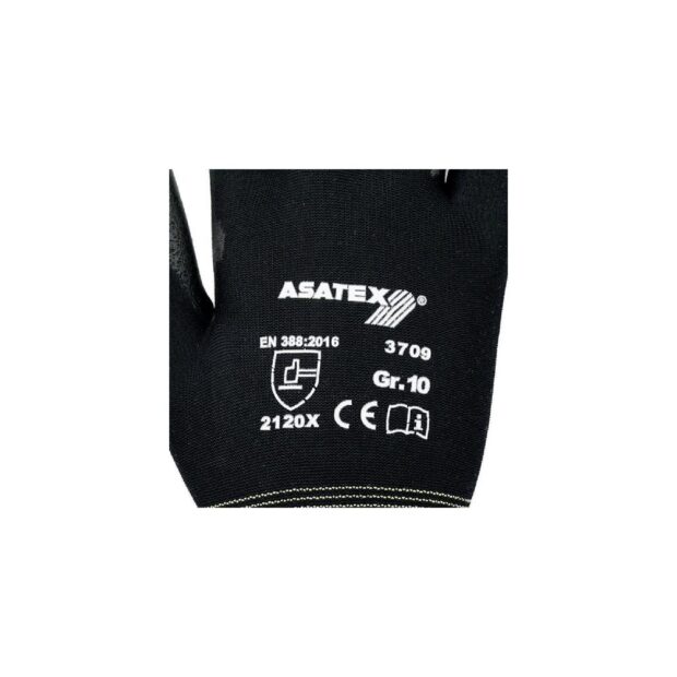 ASATEX Glove  size 9 black polyamide with soft polyurethane polyamide with soft polyurethane - Image 2