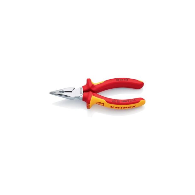 KNIPEX Needle-nose combination pliers  length 145 mm multi-component handles chrome-plated VDE