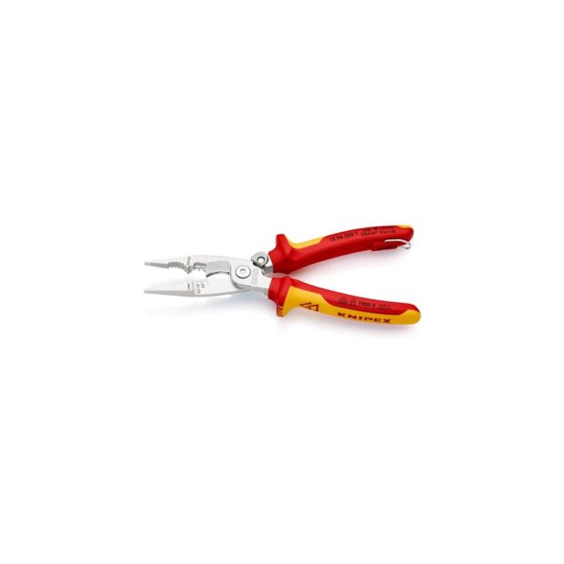 KNIPEX Electric installation pliers  length 200 mm VDE chrome-plated multi-component handles with opening spring with fixing eye - Image 3