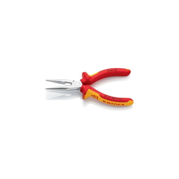 KNIPEX Needle-nose pliers DIN ISO 5745 length 160 mm flat/round straight multi-component handles VDE - Image 3