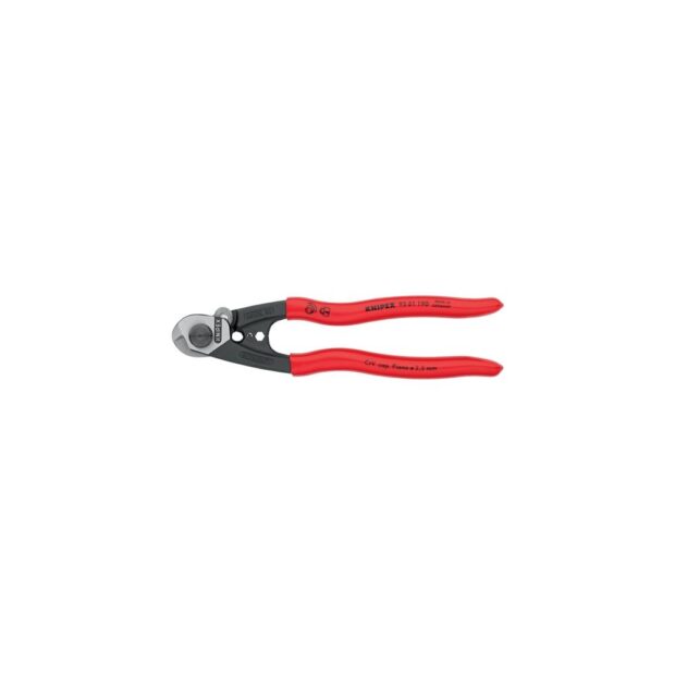 KNIPEX Wire rope shears  length 190 mm polished plastic-coated