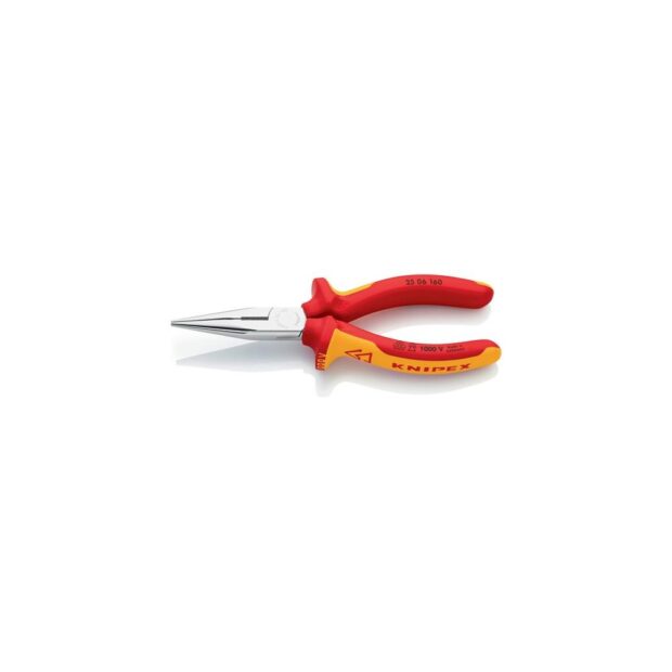 KNIPEX Needle-nose pliers DIN ISO 5745 length 160 mm flat/round straight multi-component handles VDE