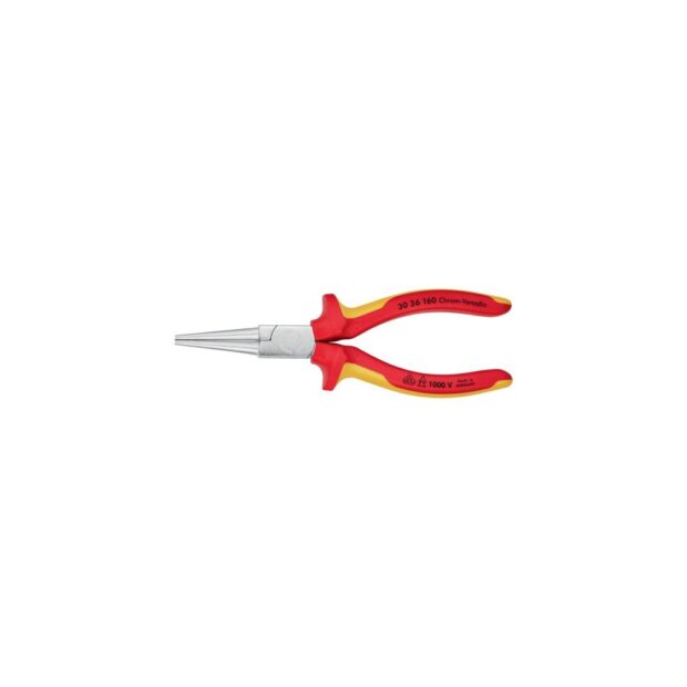 KNIPEX Long-nose pliers  overall length 160 mm shape 3 chrome-plated head, long, round VDE multi-component handles - Image 2