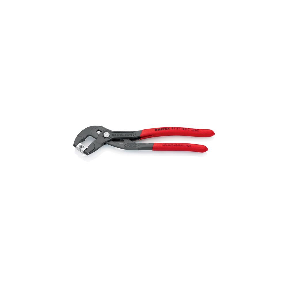 KNIPEX Hose clip tool overall length 180 mm grey atramentised head plastic-coated