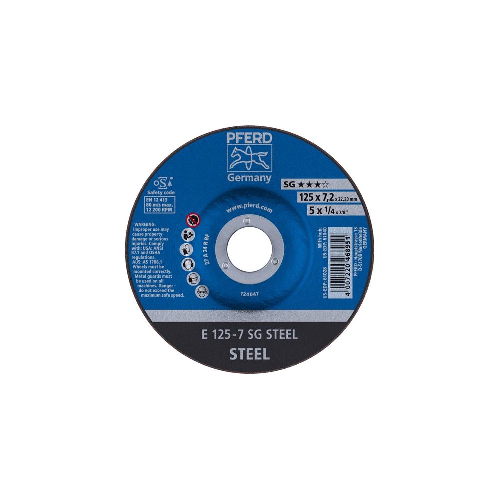 PFERD Roughening disc SG STEEL dm125xT7.2mm offset steel bore 22.23 mm