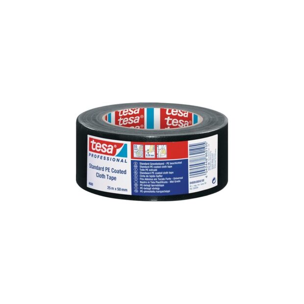 TESA Fabric tape tesaband® Standard 4688 black length 25 m width 50 mm