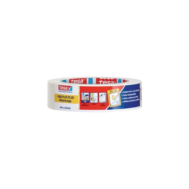 TESA Painter crepe tape 4306 Profi PLUS slightly creped light beige length 50 m width 30 mm