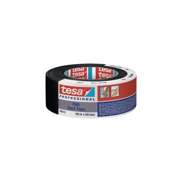 TESA Fabric tape Duct Tape PRO 74613 black length 50 m width 50 mm