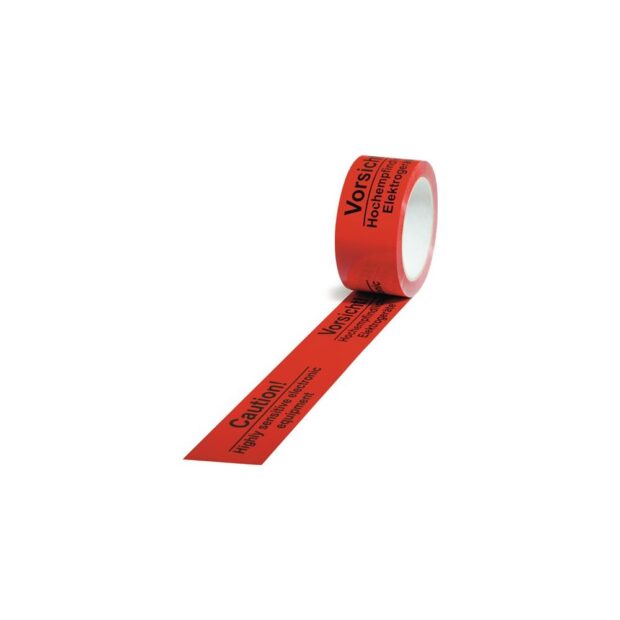 TRANSPAK Adhesive tape with warning PP  sensitive electrical equipment length 66 m, width 50 mm red