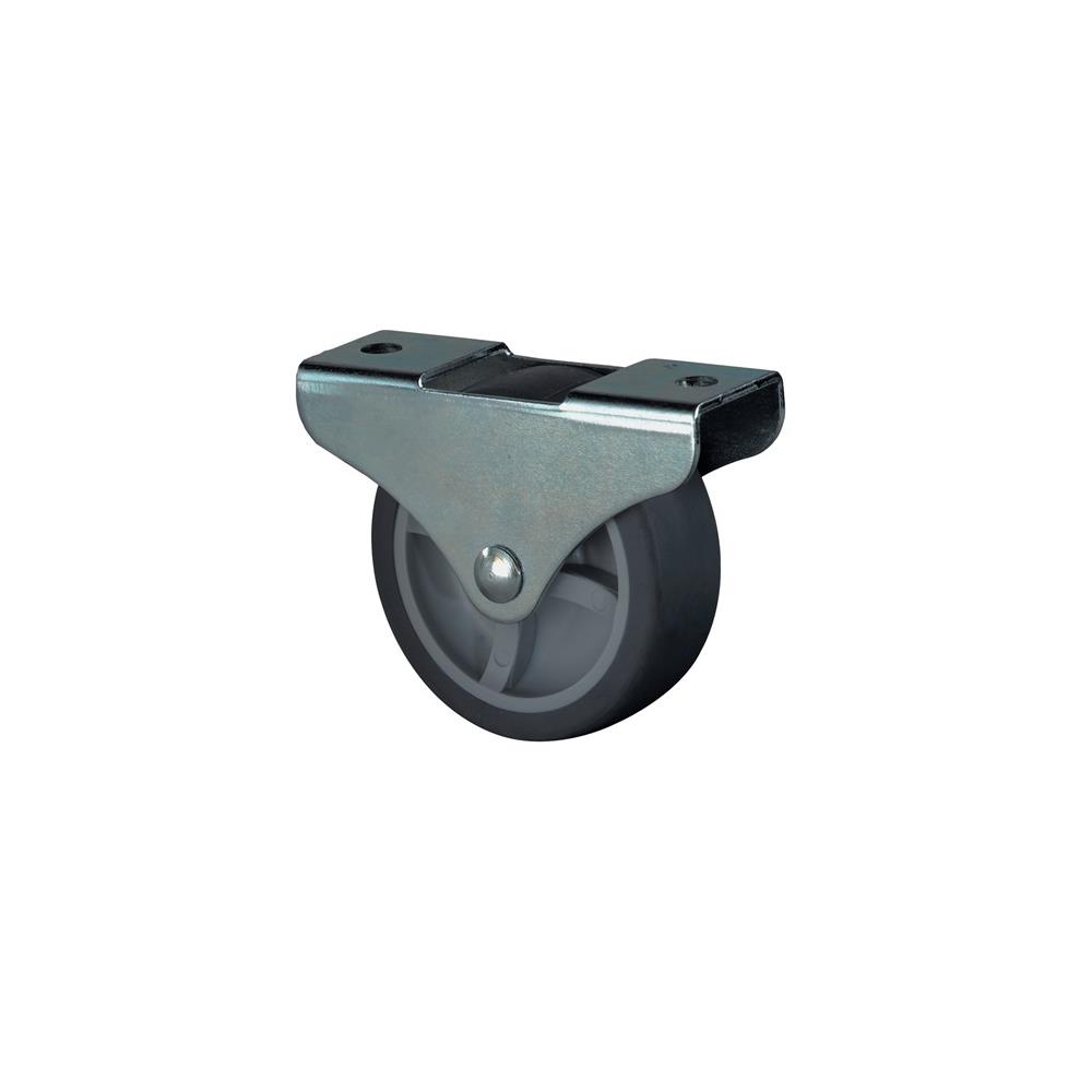 BS ROLLEN Fixed castor wheel dm 50 mm load cap. 50 kg rubber castor material with bolt-on plate