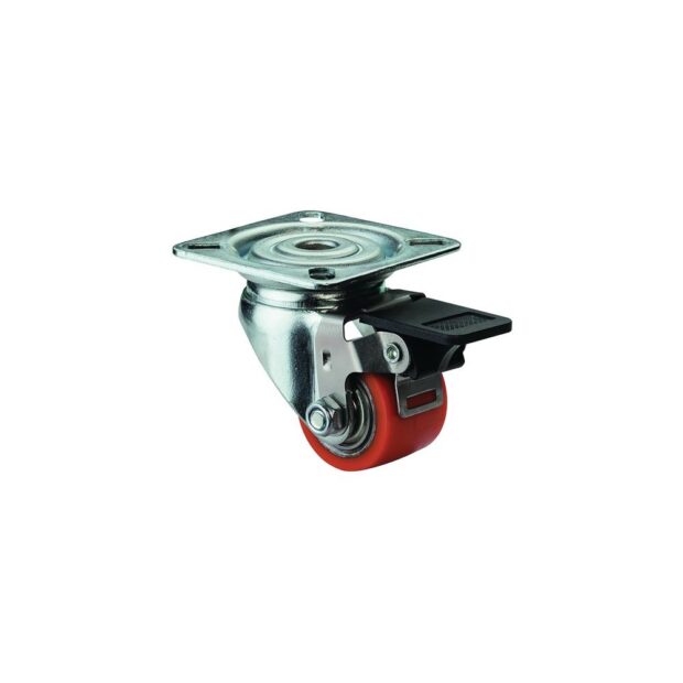 BS ROLLEN Swivel castor with brake  wheel dm 35 mm load cap. 100 kg with compact screw-on plate polyurethane