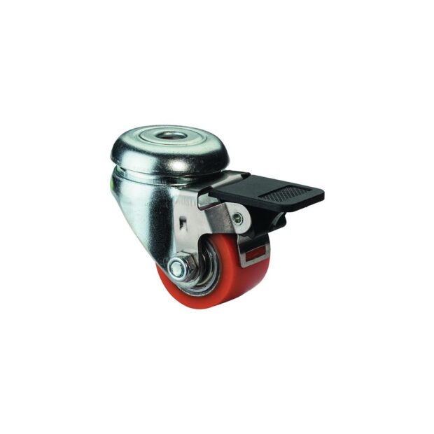 BS ROLLEN Swivel castor with brake  wheel dm 35 mm load cap. 100 kg compact polyurethane