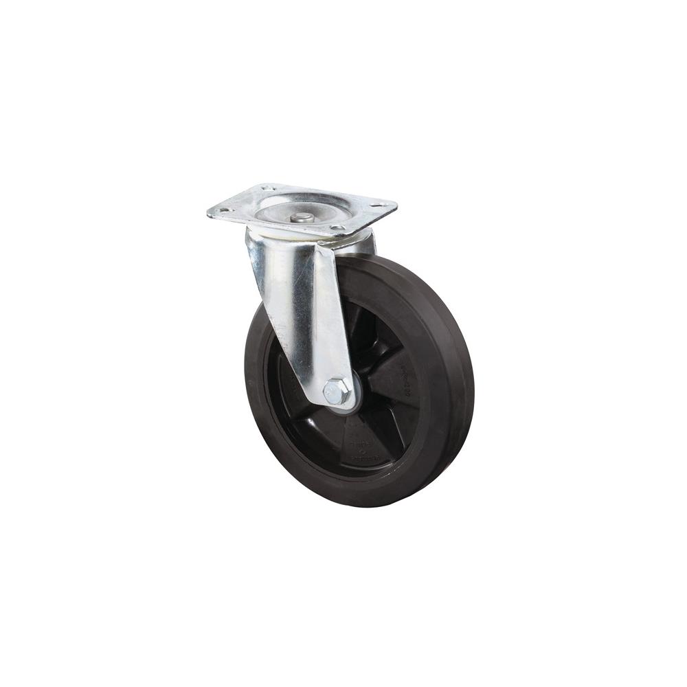 BS ROLLEN Swivel castor wheel dm 200 mm load cap. 300 kg solid rubber panel L138xW109 mm