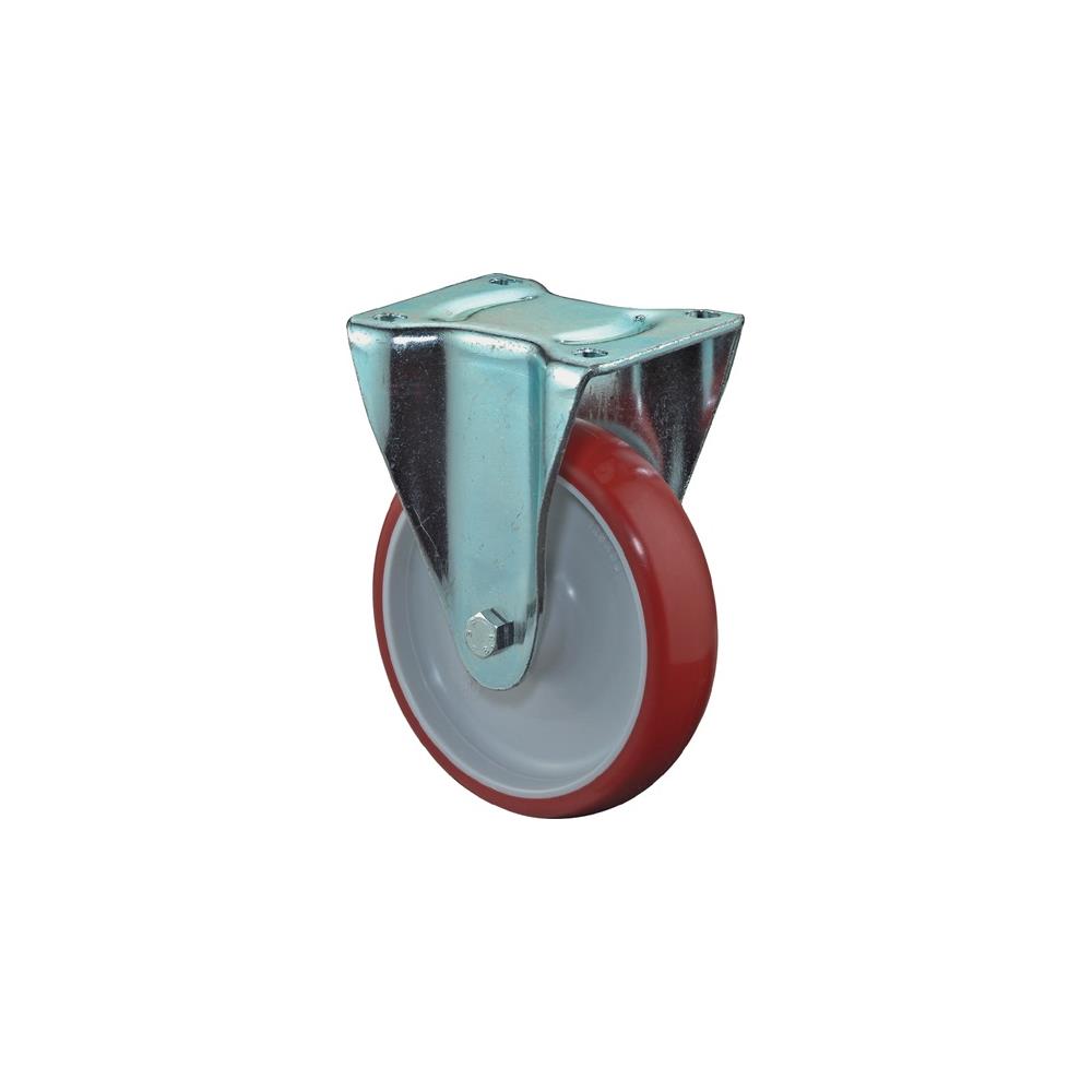 BS ROLLEN Fixed castor wheel dm 80 mm load cap. 125 kg cast-polyurethane panel L104xW80 mm