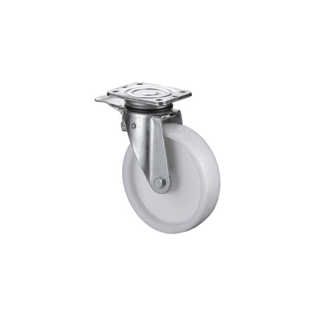 BS ROLLEN Heavy-duty swivel castor  wheel dm 100 mm load cap. 350 kg with plastic arrester 105x85 mm