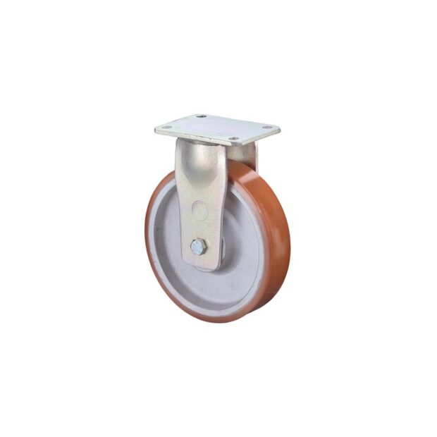 BS ROLLEN Heavy-duty fixed castor  wheel dm 200 mm load cap. 1000 kg cast-polyurethane panel L138xW110 mm