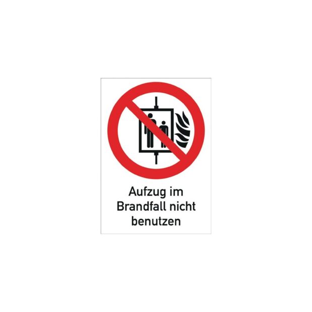 Prohibition sign  ASR A1.3/DIN EN ISO 7010 do not use lift in the event of fire film