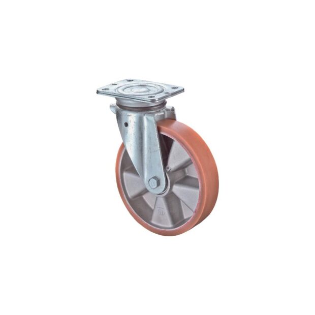 BS ROLLEN Swivel castor  wheel dm 150 mm load cap. 550 kg with bolt-on plate cast-polyurethane bandage