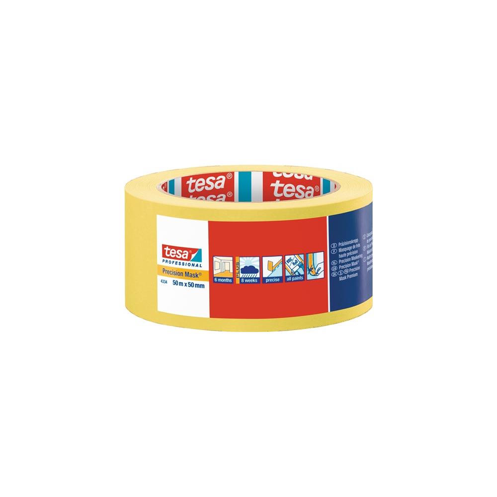 TESA Precision crepe 4334 smooth yellow length 50 m width 50 mm