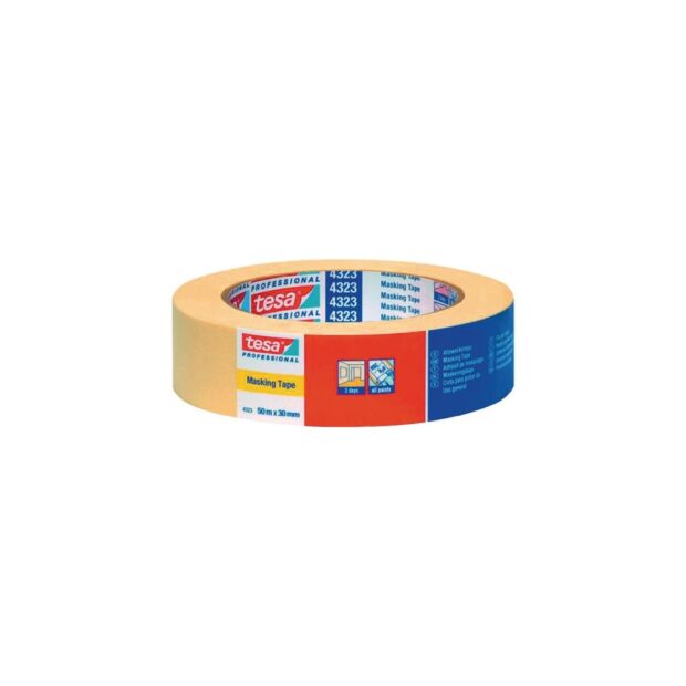 TESA Crepe tape 4323 slightly creped light beige length 50 m width 30 mm