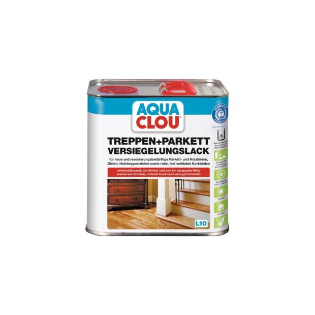 CLOU Stair/parquet sealing varnish L10 colourless, silk gloss 2.5 l colorless,silk gloss