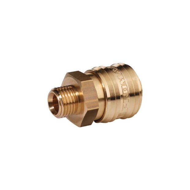 PROMAT Quick-lock coupling  DN 7.2, external thread brass, bright thread G 3/8 inch 16.66 mm