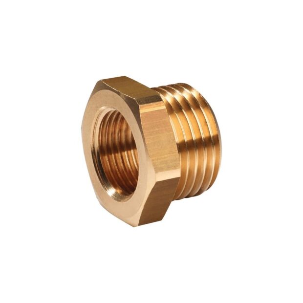 PROMAT Reducing nipple  brass external thread G 1/4 inch internal thread G 1/8 inch AF 17 mm - Image 2