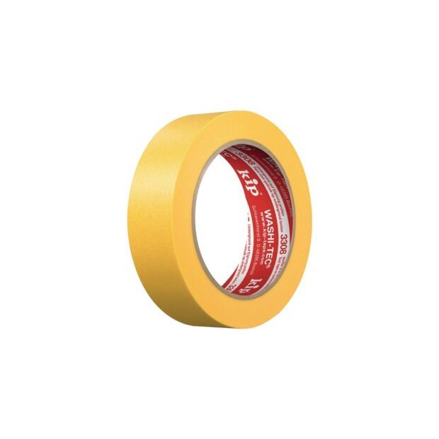 KIP Masking tape 3308 WASHI-TEC® Premium Plus Goldkrepp® smooth yellow length 50 m width 30 mm