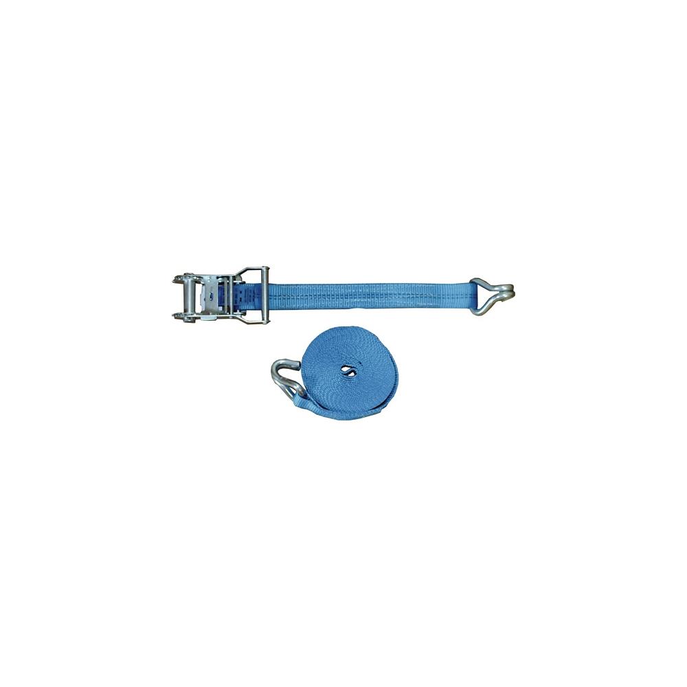 PROMAT Lashing strap DIN EN 12195-2 length 4 m width 35 mm with ratchet + claw hook LC U 2000 daN