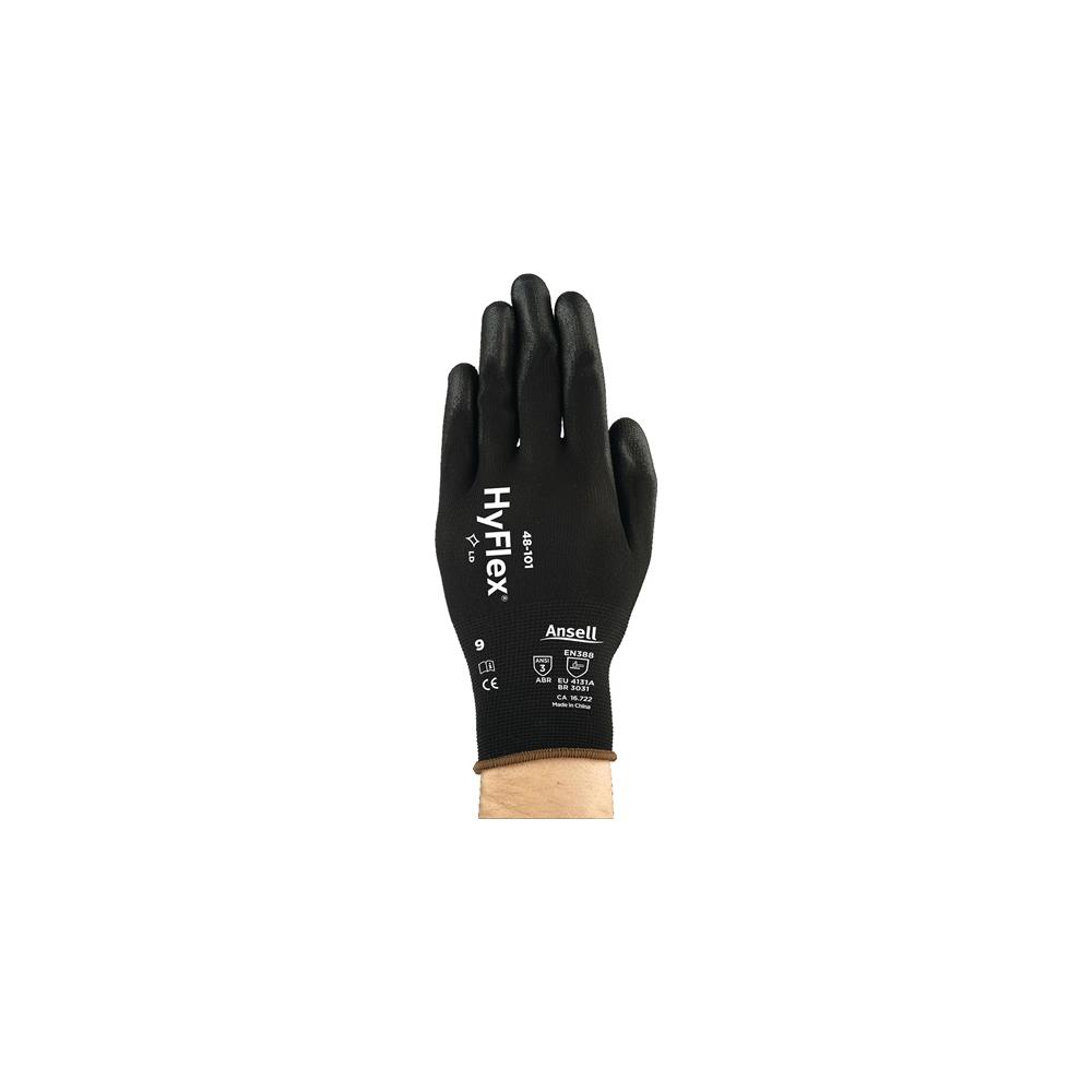 ANSELL Glove HyFlex® 48-101 size 10 black EN 388 PPE category II nylon with polyurethane