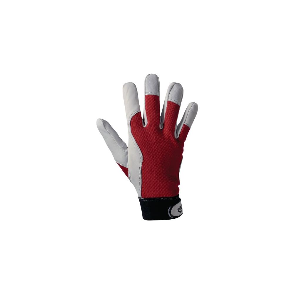 LEIPOLD+DÖHLE Glove Griffy size 10 red/natural colours goatskin nappa leather/interlock EN 388 PPE category II