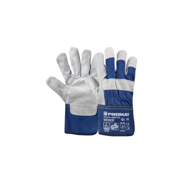 PROMAT Glove Weser size 10 blue split cowhide EN 388 PPE category II