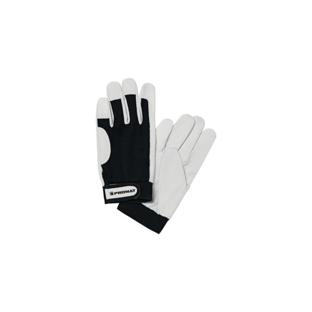 PROMAT Glove Main size 9 black/natural colours top goatskin nappa leather/stretch EN 388 PPE category II