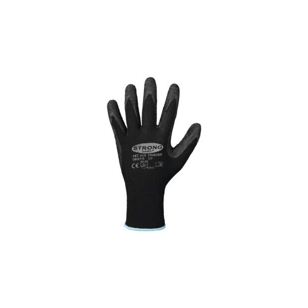 STRONGHAND Glove Finegrip size 10 black EN 388 PPE category II nylon w.shrink latex