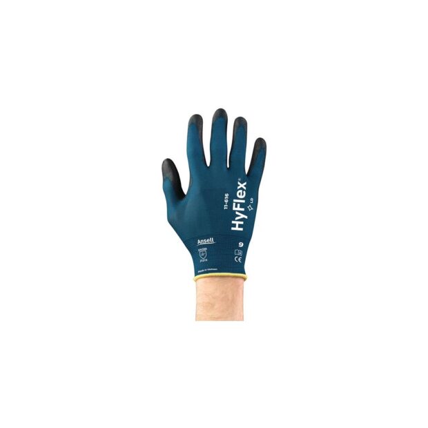 ANSELL Glove HyFlex® 11-616 size 9 green-blue/black EN 388:2016 PPE category II nylon w.polyurethane