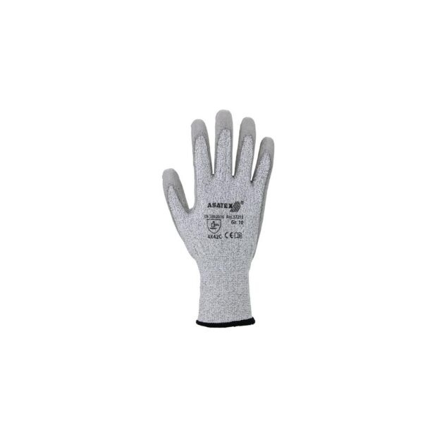 ASATEX Cut-resistant glove  size 10 grey/grey EN 388 PPE category II HDPE/nylon/elastane/glass fibre w.PU