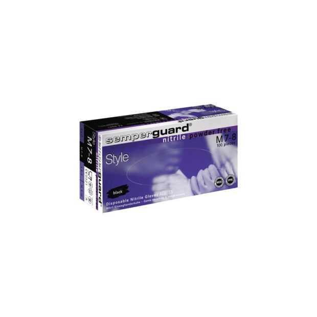 SEMPERIT Disposable glove Semperguard Nitrile Style size M black nitrile EN 374, EN 455 PPE category III