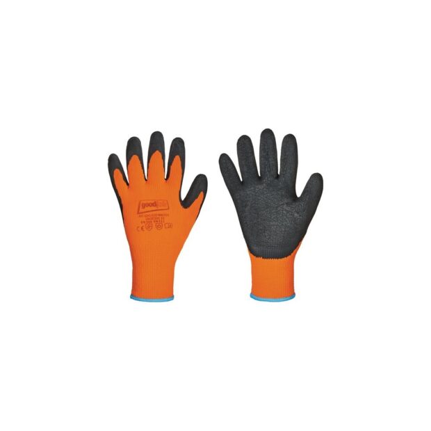 GOODJOB Cold-resistant glove Eco Winter size 11 black/orange EN 388, EN 511 PPE category II polyester/latex wrinkle finish