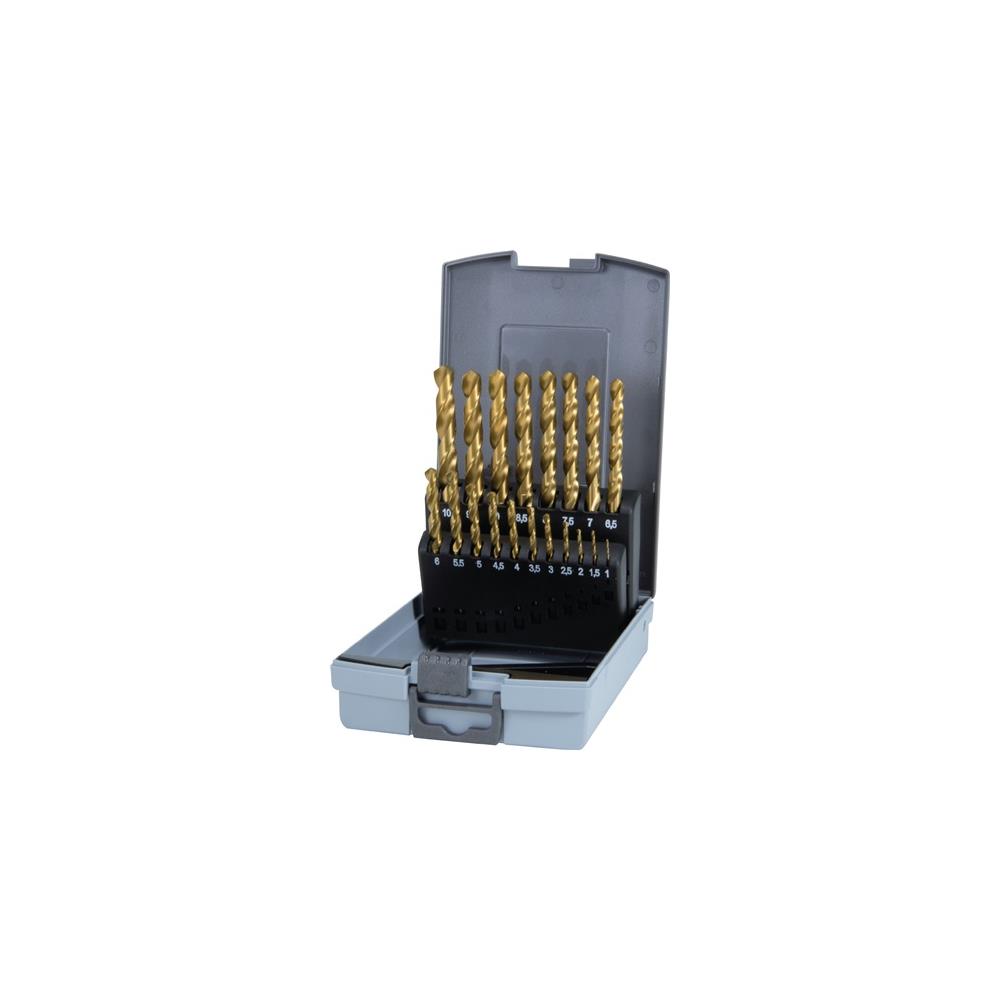 RUKO Twist drill set DIN 338 type N nominal dm 1-10 x 0.5 mm HSS TiN 19-part plastic box