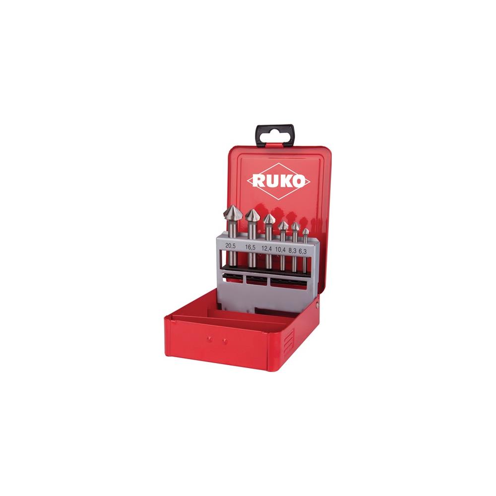 RUKO Countersink set DIN 335 90 deg 6.3-20.5 mm HSS 6-part metal box