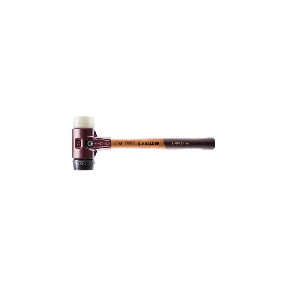 HALDER Soft faced hammer SIMPLEX length 350 mm head dm 50 mm medium hard/hard wood black rubber/white nylon