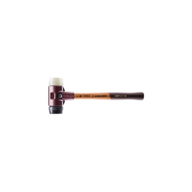 HALDER Soft faced hammer SIMPLEX length 405 mm head dm 60 mm medium hard/hard wood black rubber/white nylon