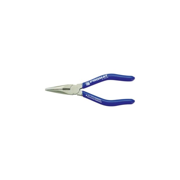 PROMAT Needle-nose pliers  length 160 mm flat/round straight polished plastic coated