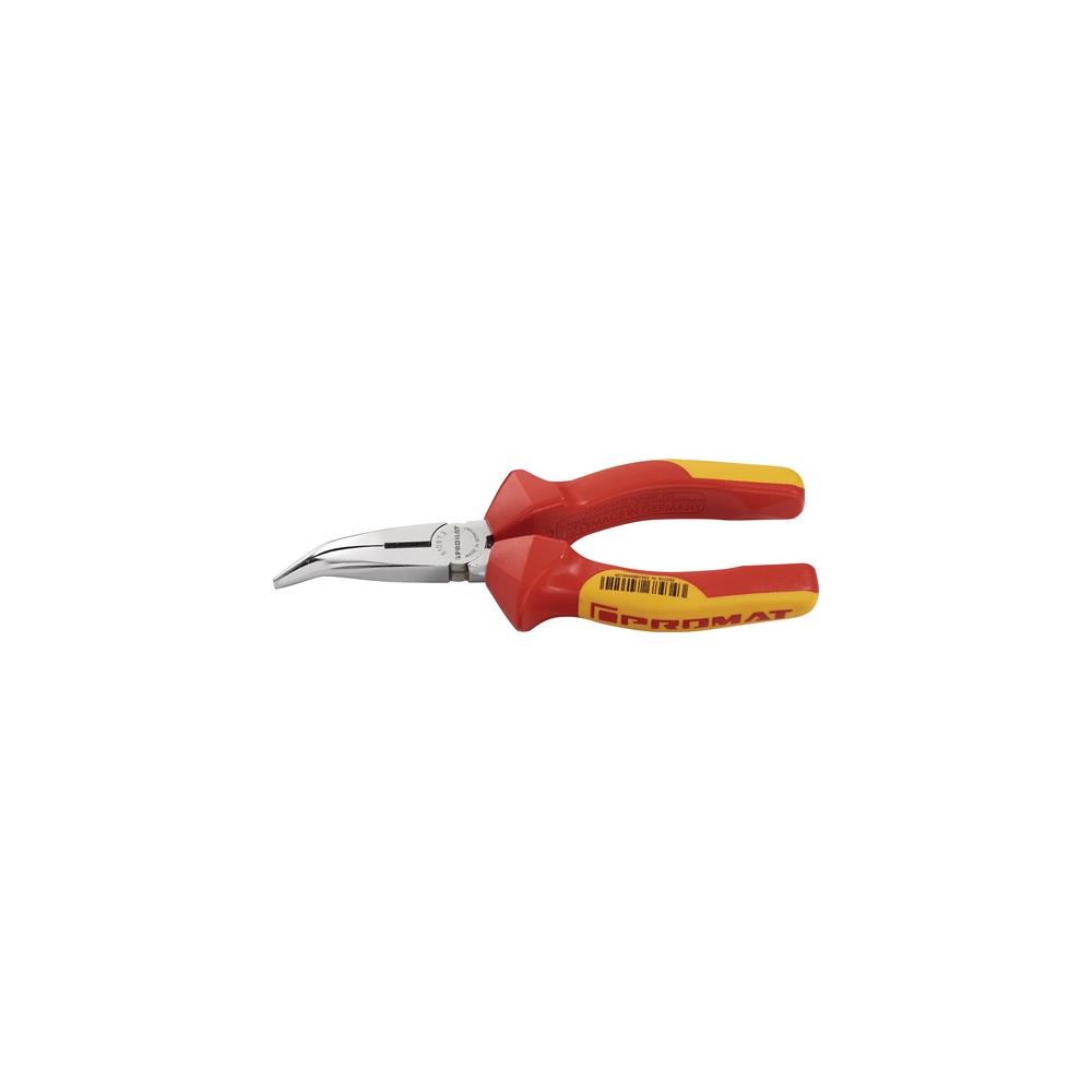PROMAT Needle-nose pliers length 200 mm 40 deg angled VDE multi-component handles