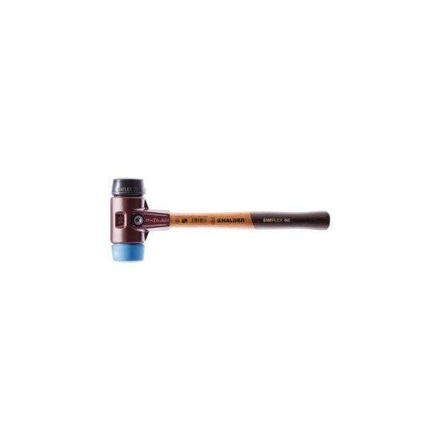 HALDER Soft faced hammer SIMPLEX length 330 mm head dm 40 mm soft/medium-hard wood TPE soft blue/rubber black