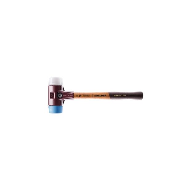 HALDER Soft faced hammer SIMPLEX length 350 mm head dm 50 mm soft/medium-hard wood TPE soft blue/superplastic white