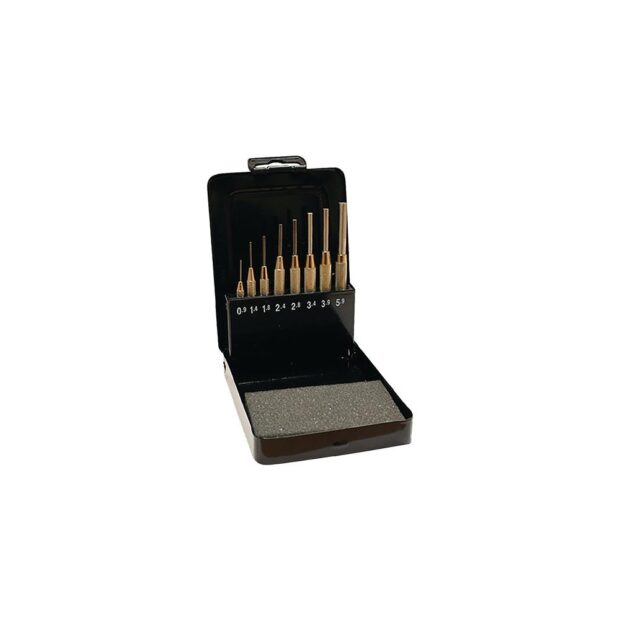 PROMAT Pin punch set  8-part 0.9-5.9 with guide sleeve metal box